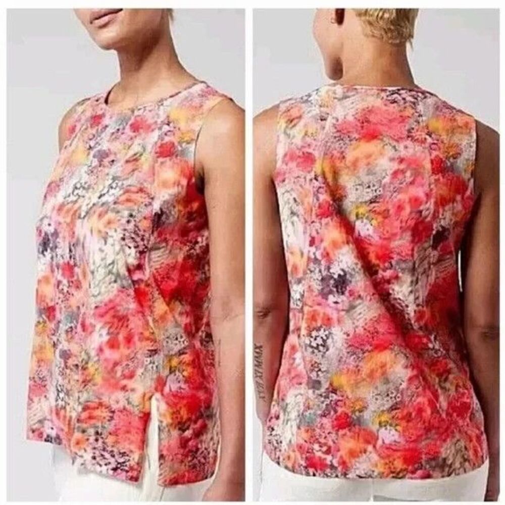Athleta Refined Zephyr Athletic Tank Top Watercolor Floral Sleeveless Size M